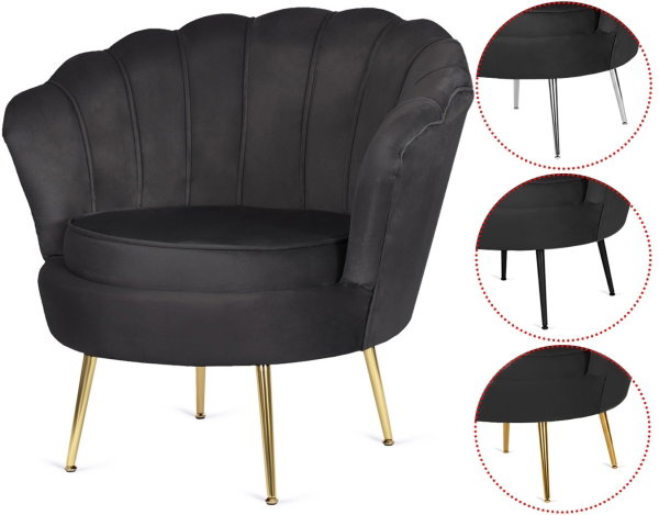 Krzeso Fotel Muszla Lugano DONNA VELVET BLACK